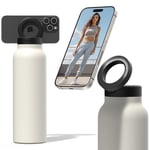 Ringo Bouteille d'eau isotherme – Compatible avec MagSafe avec support de téléphone magnétique – Bouteille d'eau en acier inoxydable avec trépied pour téléphone – Chaud 12 h, froid 24 h, rotation à