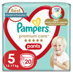 PAMPERS Premium Care Pants -housuvaipat, koko 5, 12-17 kg, 20 kpl