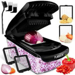 Vegetable Chopper Vegetable Cutter - Veggie Onion Salad Food Chopper Manual - Potato Chipper - Veg Chopper and Dicer - Kitchen Tools & Gadgets (2-in-1 Black)