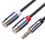 SOOMFON 3.5mm to RCA Audio Cable RCA Female to 3.5mm Aux Male Phono Cable Red and White to Headphone Adapter Gold-Plated Plugs RCA Y Splitter for Speaker Amplifier DVD Player (1M)