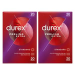 Durex Préservatifs Feeling Extra - 2 x 20 Préservatifs Fins et Extra Lubifiés