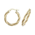 James Moore TH ER1006-15 9k Yellow Gold Hoop Twist Earrings Jewellery