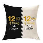 12th Anniversary Throw Pillow Cover Gift for Husband 12 Year Of Marriage Wedding Anniversary Keepsake Couple Gift for Boyfriend Girlfriend 12th Wedding for Her Him Valentines Christmas (12th)