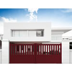 Portail aluminium coulissant semi-ajouré en kit dimensions L.3000 (entre piliers) x H.1300 mm Couleurs Rouge (ral 3004)