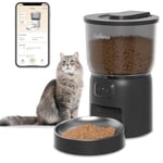 Balimo Distributeur Croquettes Chat Automatique, 3L Distributeur Croquettes Chat, 2.4G WiFi Distributeur De Croquettes pour Chat, 1-10 Repas par, Convient Aux Chiens et Chats, Noir