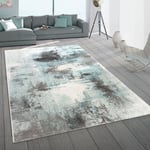 Paco Home - Tapis De Salon Poil Ras Tapis Vintage Motif Abstrait Moderne Gris Turquoise 240x340 cm