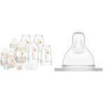 Mam Ensemble de 8 biberons de 130 ml, 160 ml et 260 ml, 1 tétine Start Nanò & Lot de 2 tétines 0 (débit lent) spécialement conçues pour les nouveau-nés dès la naissance