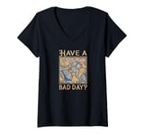 Womens Funny Knight With Axe Have A Bad Day V-Neck T-Shirt