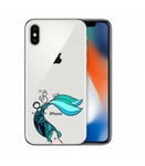 Coque Iphone X XS sirene mermaid bleu transparente