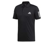 adidas Men 3-Stripes Club Short Sleeve Polo Shirt - Black/White, M