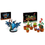 LEGO Icons Le Martin-pêcheur, Kit de Maquette pour Adultes Amoureux des Oiseaux et de l'Ornithologie & 10329 Icons Les Plantes Miniatures, 9 Fleurs Artificielles à Construire