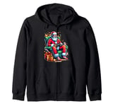 Funny Video Games Santa Gamer 8-bit Gaming Christmas Gamers Zip Hoodie