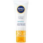 NIVEA Sun UV Crème Solaire Visage Peau Sensible SPF50 Protection 50 ml