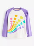 Little Bird By Jools Oliver Kids' Shooting Heart Long Sleeve T-Shirt, Lilac