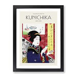 Woman Looking At Pictures By Toyohara Kunichika Exhibition Museum Asian Japanese Framed Wall Art Print, Ready to Hang Picture for Living Room Bedroom Home Office Décor, Black A2 (64 x 46 cm)