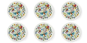 Excelsa Mexican Flowers Lot de 6 assiettes à pizza, porcelaine, diamètre 31 cm.