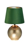 Reality Leuchten Lampe de table Jonna R51242015, base en verre vert, abat-jour vert velours/doré, excl. 2x E14