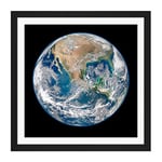 Space NASA North America From Satellite Photograph Square Wooden Framed Wall Art Print Picture 16X16 Inch