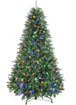 6FT Christmas Tree 330 Warm White & Multicolour Lights Pre-Lit + Metal Stand NEW