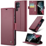 Samsung Galaxy S22 Ultra      Pu Wallet Case    [Maroon]