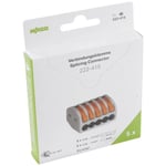 Borne de raccordement WAGO 222-415 flexible: 0.08-4 mm² rigide: 0.08-2.5 mm² Nombre de pôles (num): 5 gris, orange 5 pc