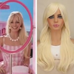 Blond Barbie Film Cosplay Peruk Lång Vågig/Rak Platinablond Hårfest Rekvisita Peruker A