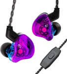 Ccz Melody In-Ear-Monitors Hybrid 1Ba 1Dd Hifi ¿¿couteur Basses Profondes L¿¿ger ¿¿couteur Intra-Auriculaire Iem Avec Cable 4N Ofc Pour Musicien/Batteur/Bassiste (Violet Bleu, Avec Micro)