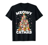 Meowy Catmas Cat Xmas Lighting Santa Cat Christmas Tree T-Shirt