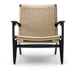 Carl Hansen - CH25, Svartlackad Ek, Naturflätat papperssnöre - Fåtöljer - Hans J. Wegner - Träfärgad - Naturmaterial/Trä