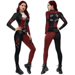 Tjej Kvinnor Harley Quinn Halloween Party Cosplay Kostym Jumpsuit Elastisk Body Q 190