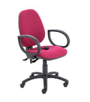 Office Hippo Desk Chair, Ergonomic Home & Office Chair With Adjustable Seat, Back & Lumbar Pump For Comfort & Support, Computer Chair With Fixed Arms For Daily Use - Claret Red