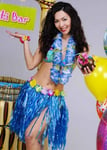 Adult Size Womens Short Blue Hawaiian Grass Skirt Hula Girl Fancy Dress