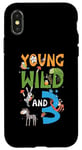 Coque pour iPhone X/XS Anniversaire du zoo pour enfants de 3 ans - Animaux de la jungle - Safari