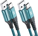 Sweguard Lot de 2 câbles 3M USB C de Type C en Nylon pour Samsung Galaxy S10 S9 S8 Plus, Note10, Note9, M31, M30s, M20, A20e, A71, A51, A50, A40, A10e, A7, Mi9, Mi8, Redmi Note8 Pro LG G7