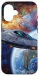 Coque pour iPhone 16 Conception de vaisseau spatial Sci-Fi explorant la galaxie