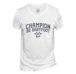 T-Shirt Homme Col V Champion De Babyfoot Sport Foot Bar Apéro