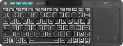 K18S Clavier Sans Fil Français (Azerty) Clavier De Bureau Clavier Bureautique Avec Souris Tactile De Grande Taille Intégrée Wireless, Batterie Li-Ion Rechargeable (Bluetooth & 2.4 Ghz)