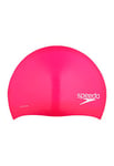 Speedo Bonnet de Bain Unisexe Speedo en Silicone pour Cheveux Longs, Rose, Taille Unique