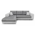 Canapé d'Angle Gauche Convertible Microfibre Liace 242cm Gris & Blanc