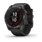 Garmin Fenix 7X Pro Solar GPS-smartklokke, grå stål/svart silikonbånd