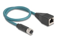 Delock - Nätverkskabel - 8-Stifts M12 (Hona) Till Rj-45 (Hona) - 50 Cm - 6.2 Mm - S/Ftp - Cat 6A - Ip67 - Svart