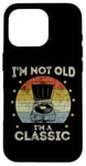 Coque pour iPhone 16 Pro Tourne-disque rétro vintage I'm Not Old I'm Classic Meme Funny