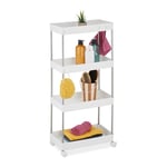 Relaxdays Meuble de Rangement, 4 Niveaux, Acier Inoxydable et Plastique, 88x41,5x23,5 cm, Cuisine & Salle Bain, Blanc