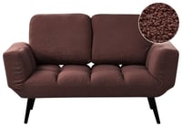 Bäddsoffa Brun Boucle Metallben 2-sits Soffa Sovfunktion Justerbara Armstöd Modern