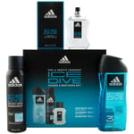 Adidas Ice Dive Gift Set 3-Piece 1 X 50Ml EdT - 250Ml Shower Gel - 150Ml Deo