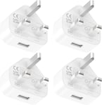 4-Pack iPhone USB Plug, Mains Charging Adapter UK 5V 1Amp Wall Charger...