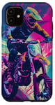 Coque pour iPhone 11 Violet Pop Art Imprimé Animal Drapeau US Dirt Bike Moto