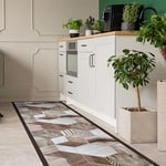 CREARREDA Wood Tropical Hexagons Kitchen Rug, 240 x 50 cm, Non-Slip and Washable Vinyl, Kitchen Runner in Vinyl, Washable, 100% Made in Italy, Deluxe Line