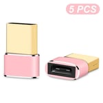 5 Pièces Usb À Type C Otg Adaptateur Usb-C Mâle À Micro Usb Type-C Femelle Convertisseur Pour Macbook Samsung S20 Usbc Usb Otg Connecteur - Type 5pcs Rose Gold