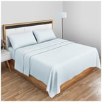 GC GAVENO CAVAILIA Lot de 2 draps Plats en Polycoton faciles d'entretien pour lit Simple, Doux et Confortable, sans Repassage, taies d'oreiller en Polyester-Coton, Bleu Ciel, lit Double